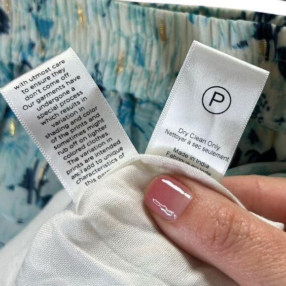 Hemant & Nandita - Women’s Floral Tiered Ruffle Mini Skirt - Blue, Gold, Small - Picture 14 of 14